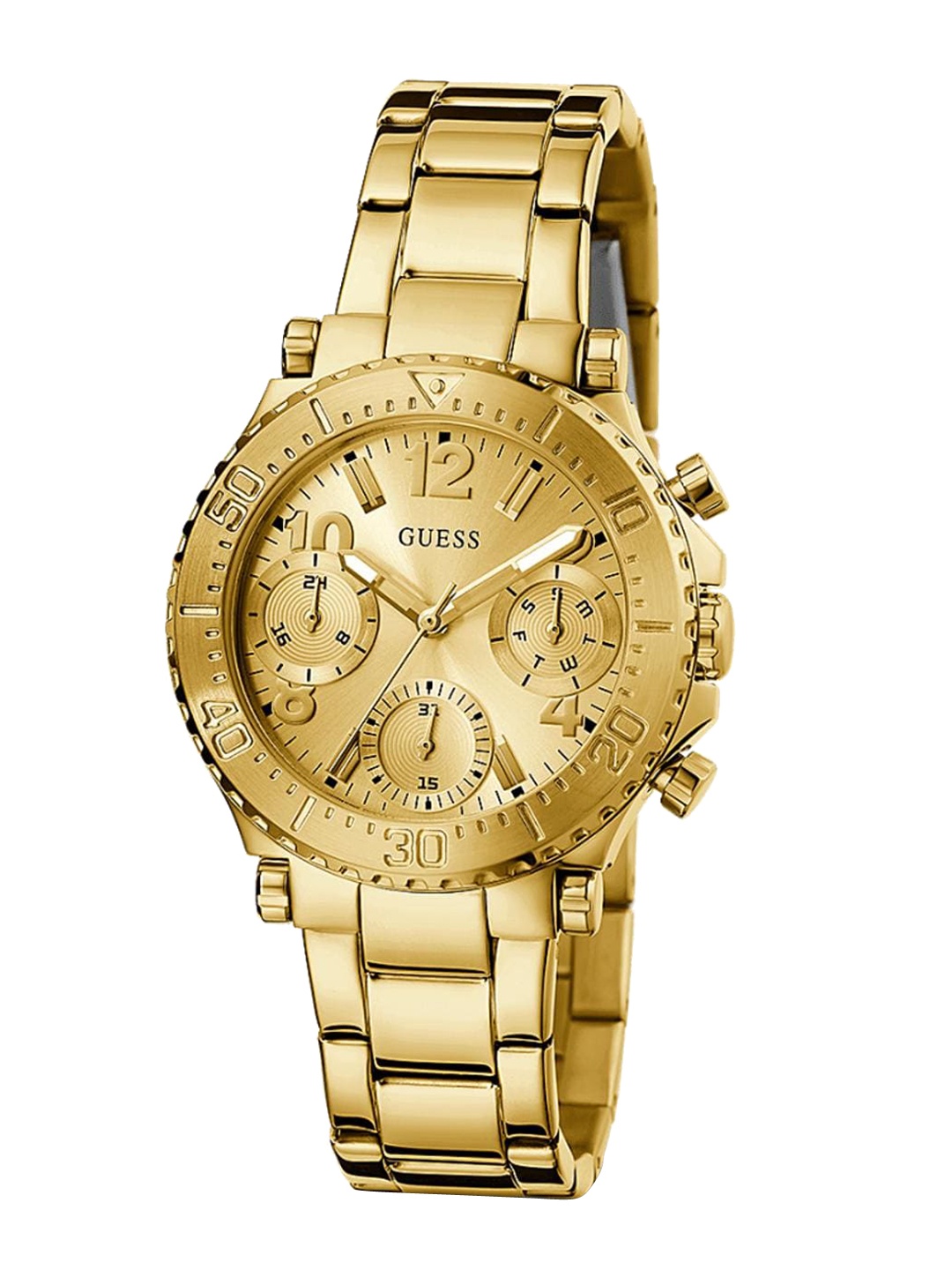 

GUESS Men Stainless Steel Bracelet Style Straps Analogue Watch GW0465L1, Gold