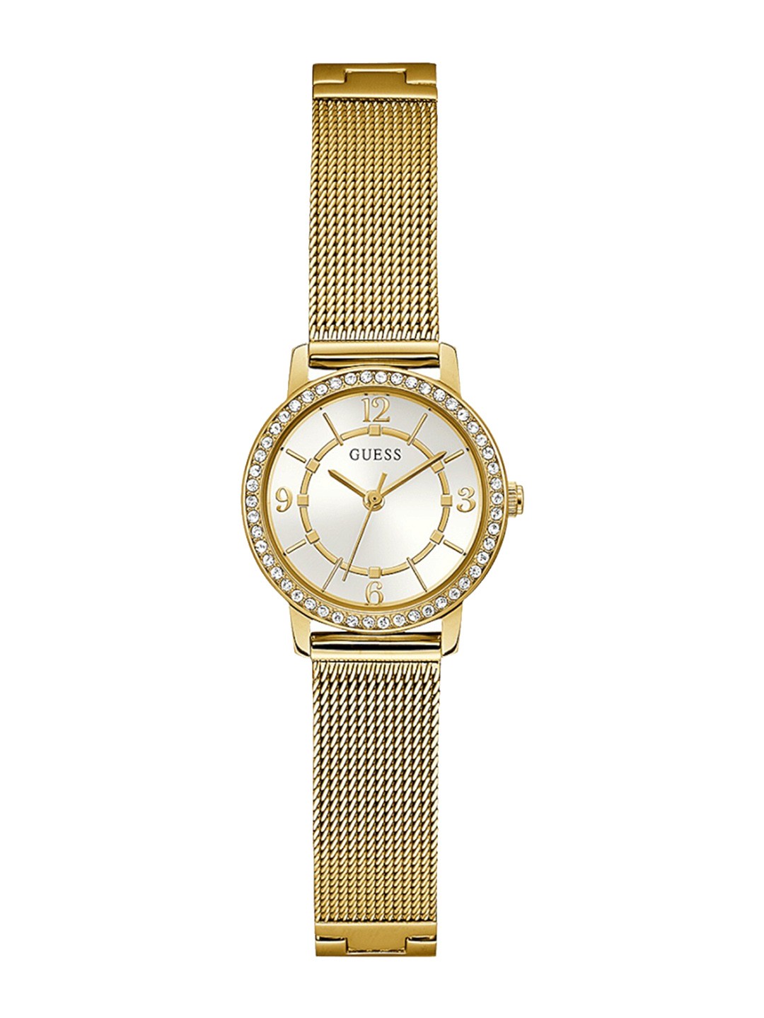 

GUESS Women Embellished Dial & Bracelet Style Straps Analogue Watch GW0534L2, Silver