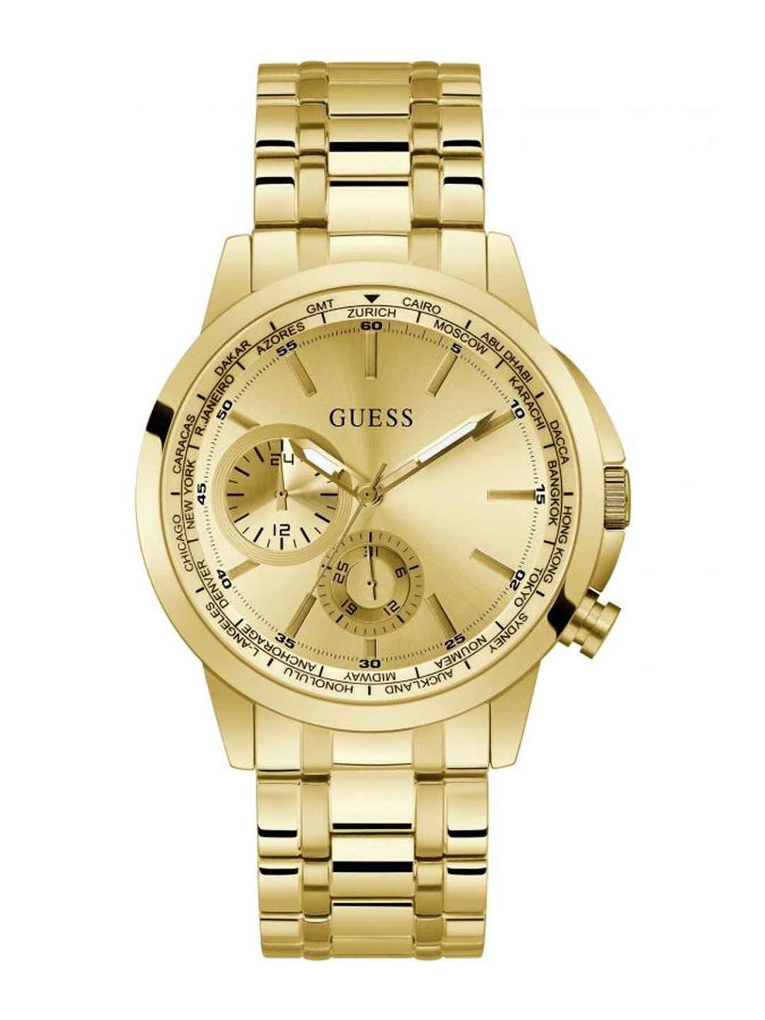 

GUESS Men Stainless Steel Bracelet Style Straps Analogue Watch GW0490G2, Gold