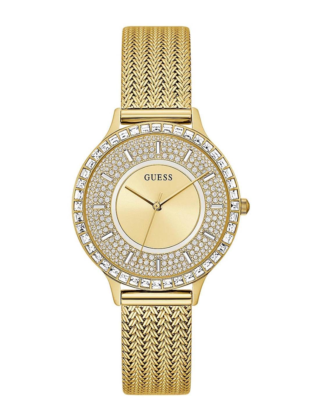 

GUESS Women Embellished Dial & Stainless Steel Wrap Around Straps Analogue Watch, Gold
