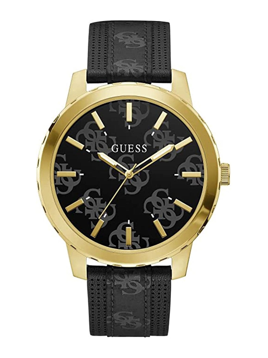 

GUESS Men Printed Round Dial Leather Water Resistance Analogue Watch GW0201G1, Black