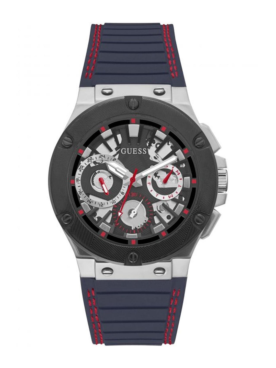 

GUESS Men Printed Dial & Bracelet Style Straps Analogue Watch GW0487G1, Black