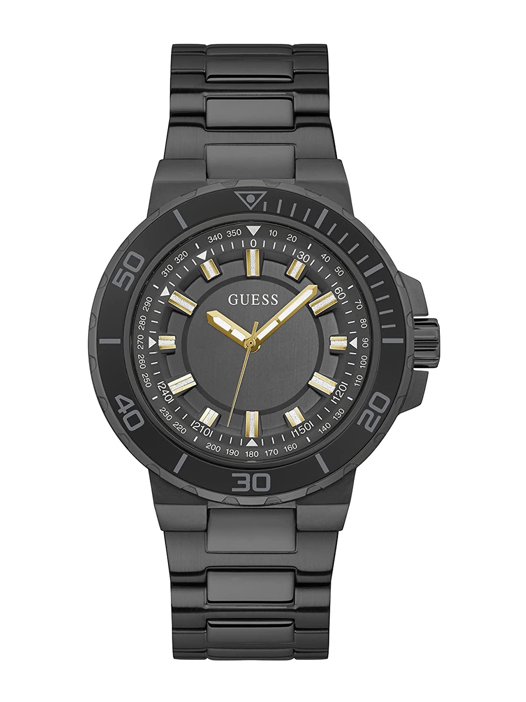 

GUESS Men Embellished Dial Stainless Steel Bracelet Style Straps Analogue Watch GW0426G3, Black