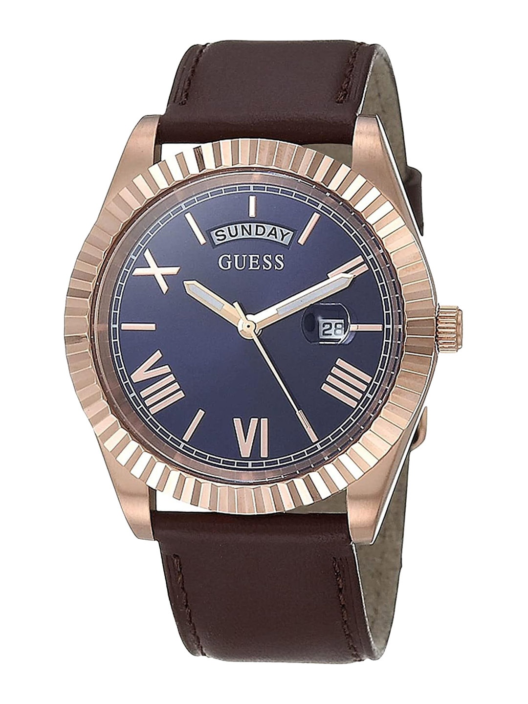 

GUESS Men Leather Wrap Around Straps Analogue Watch GW0353G2, Brown
