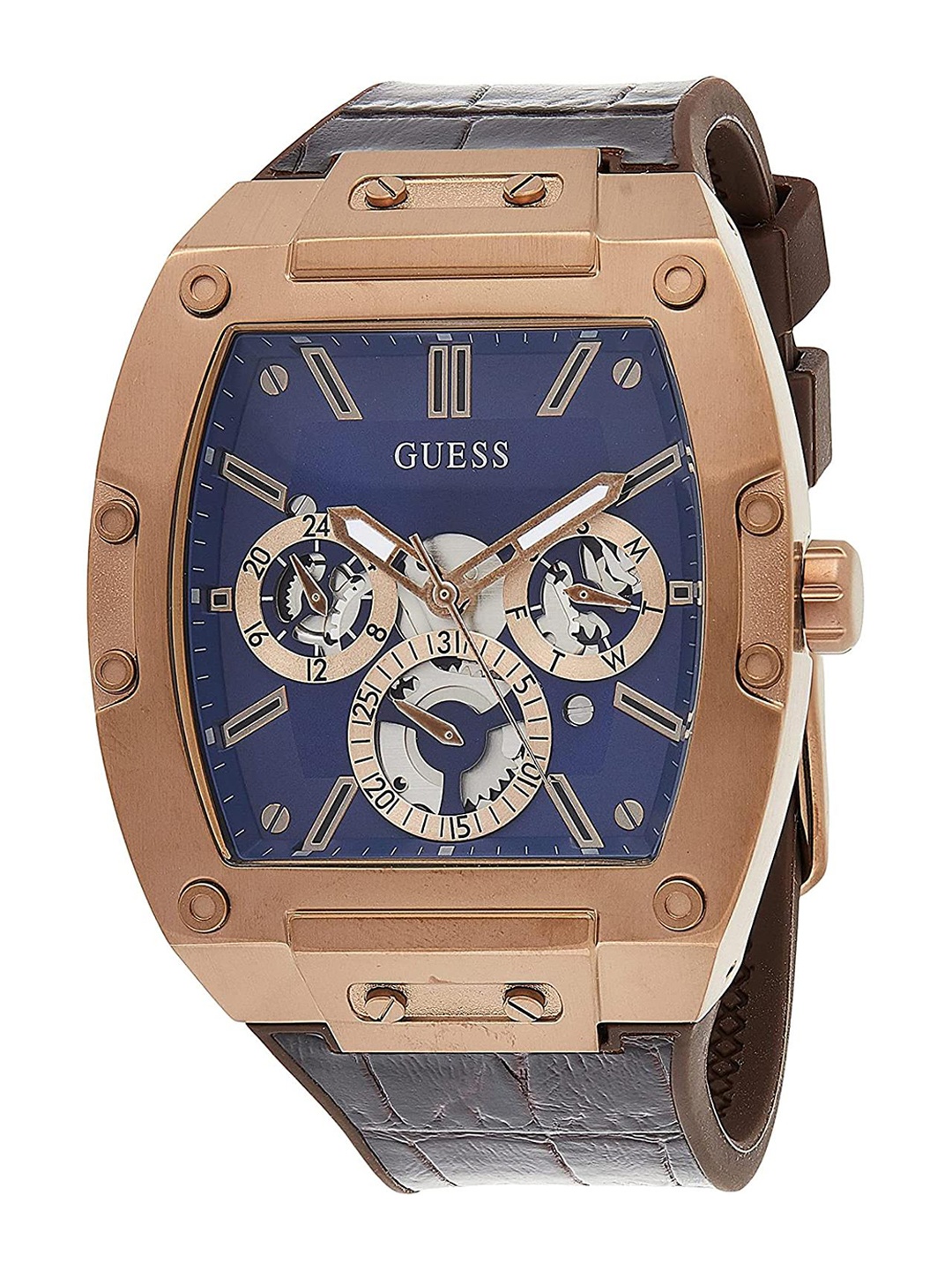 

GUESS Men Leather Bracelet Style Straps Analogue Watch GW0202G2, Blue