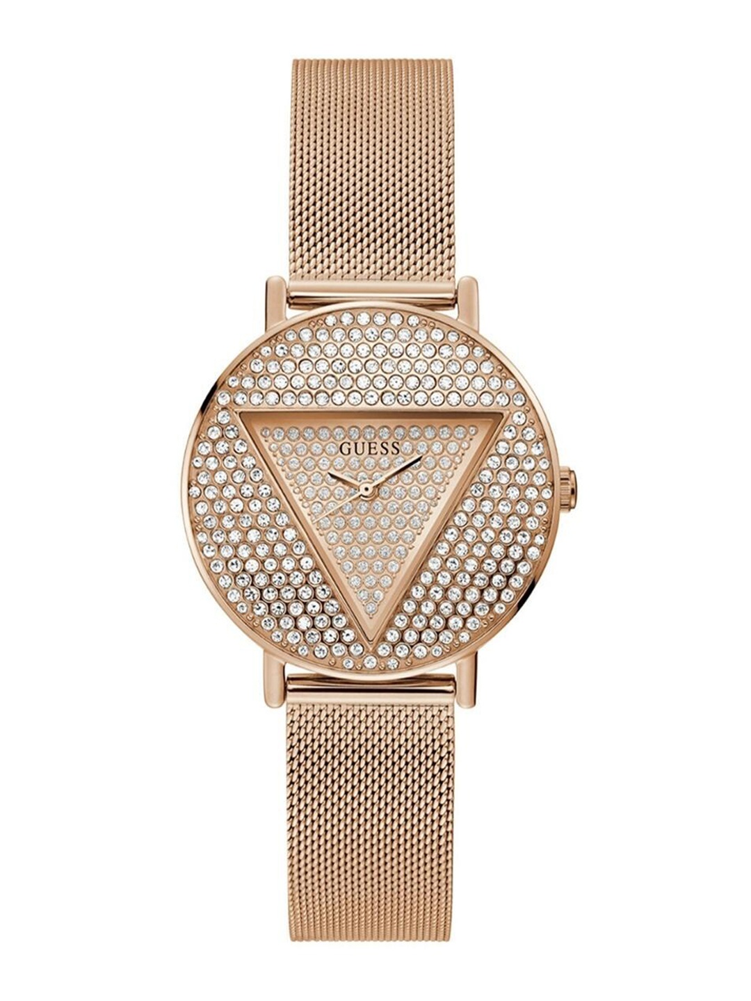 

GUESS Women Embellished Dial Stainless Steel Bracelet Style Straps Analogue Watch GW0477L3, Rose gold