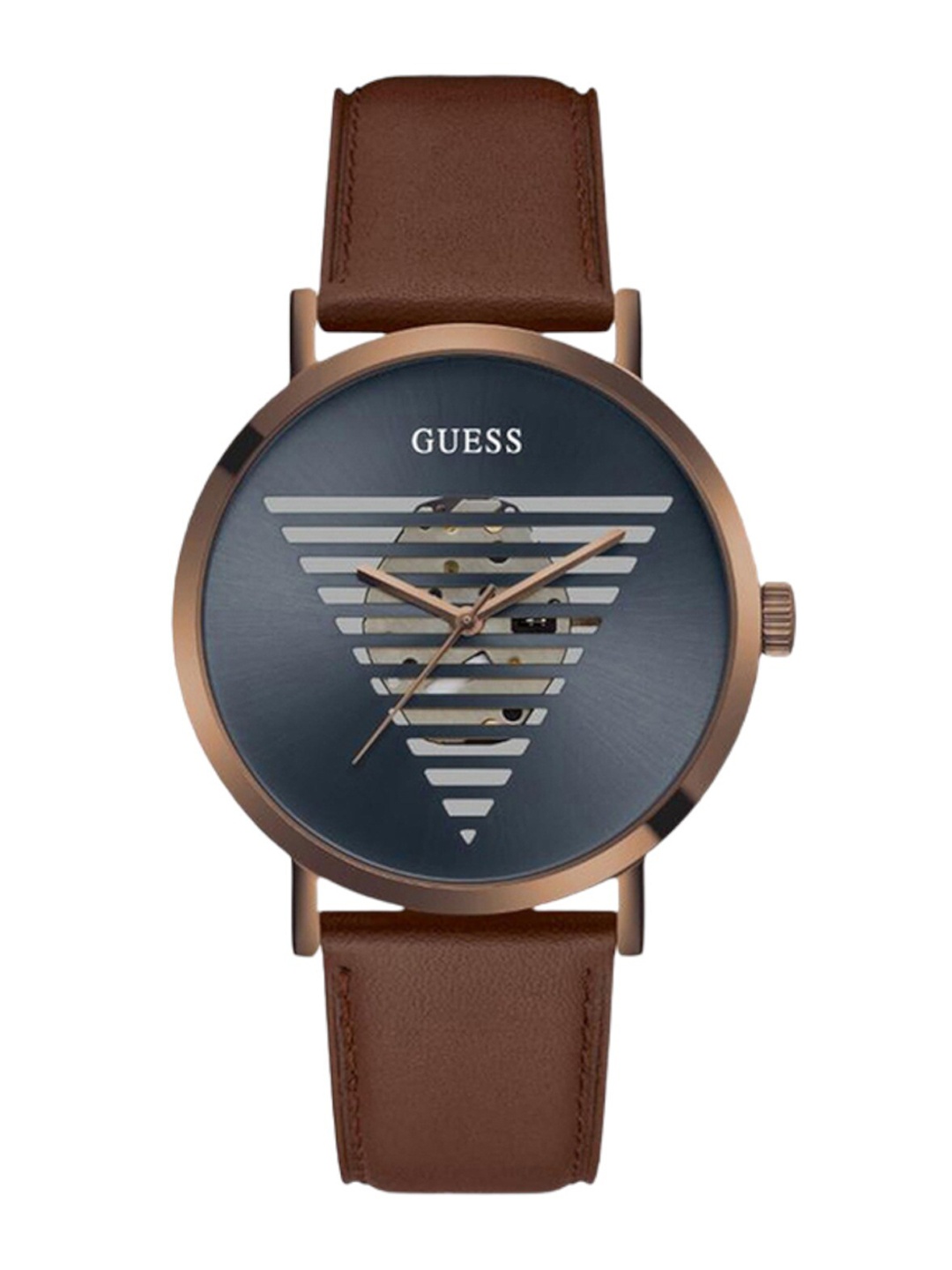 

GUESS Men Embellished Dial Leather Straps Analogue Watch GW0503G4, Blue