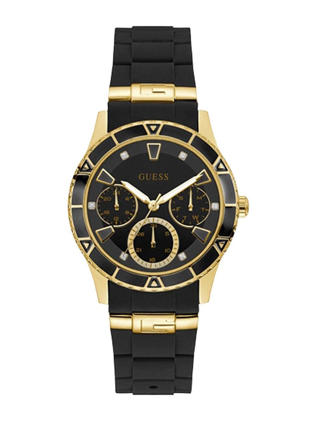 

GUESS Women Textured Dial & Chronograph Straps Analogue Watch W1157L1, Black