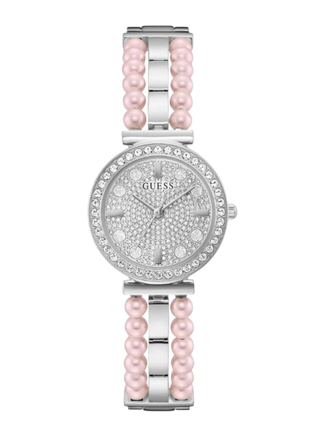 

GUESS Women Embellished Dial & Bracelet Style Straps Analogue Watch GW0531L1, Silver