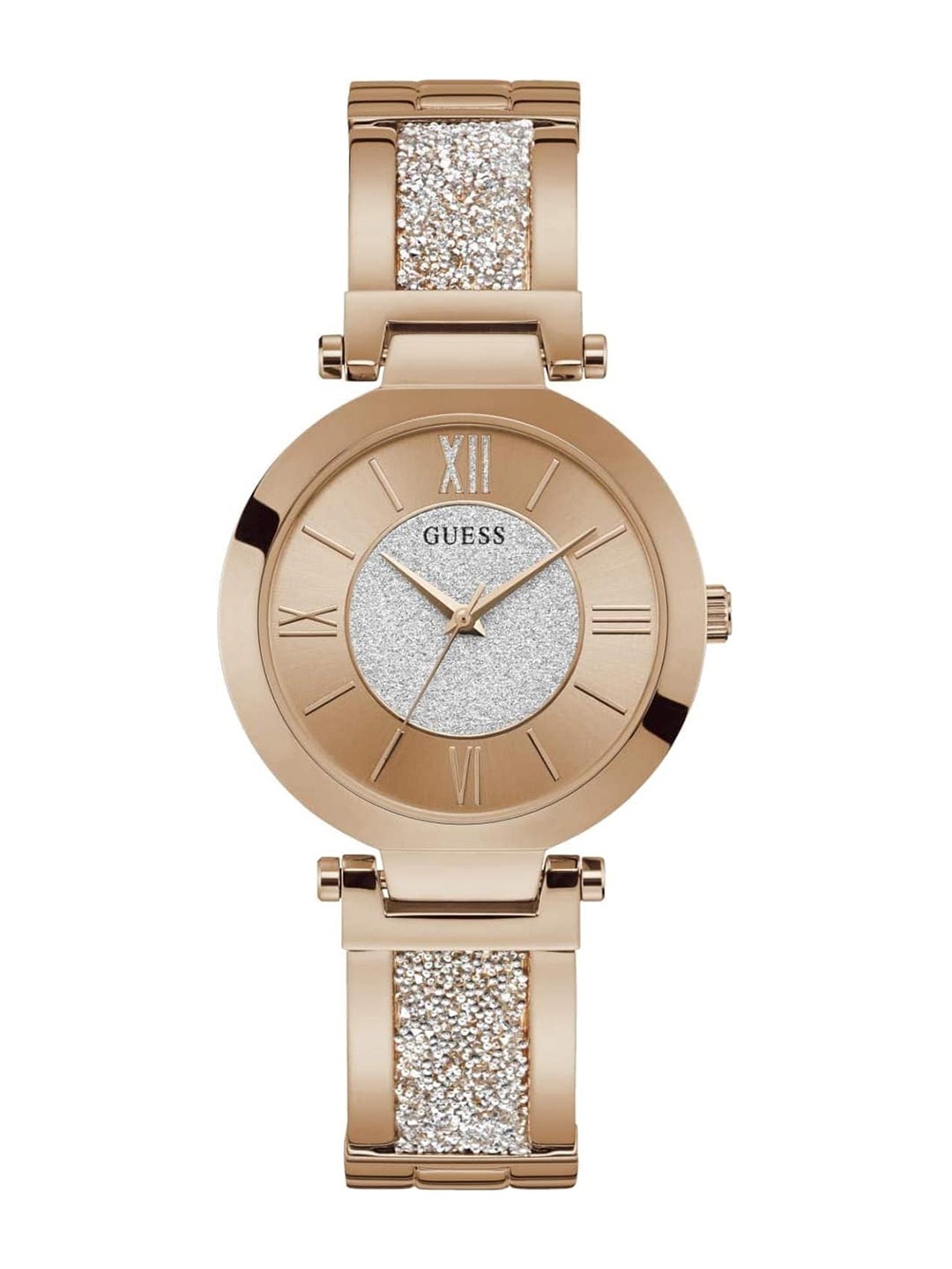 

GUESS Women Textured Dial & Stainless Steel Straps Analogue Watch W1288L3, Rose gold