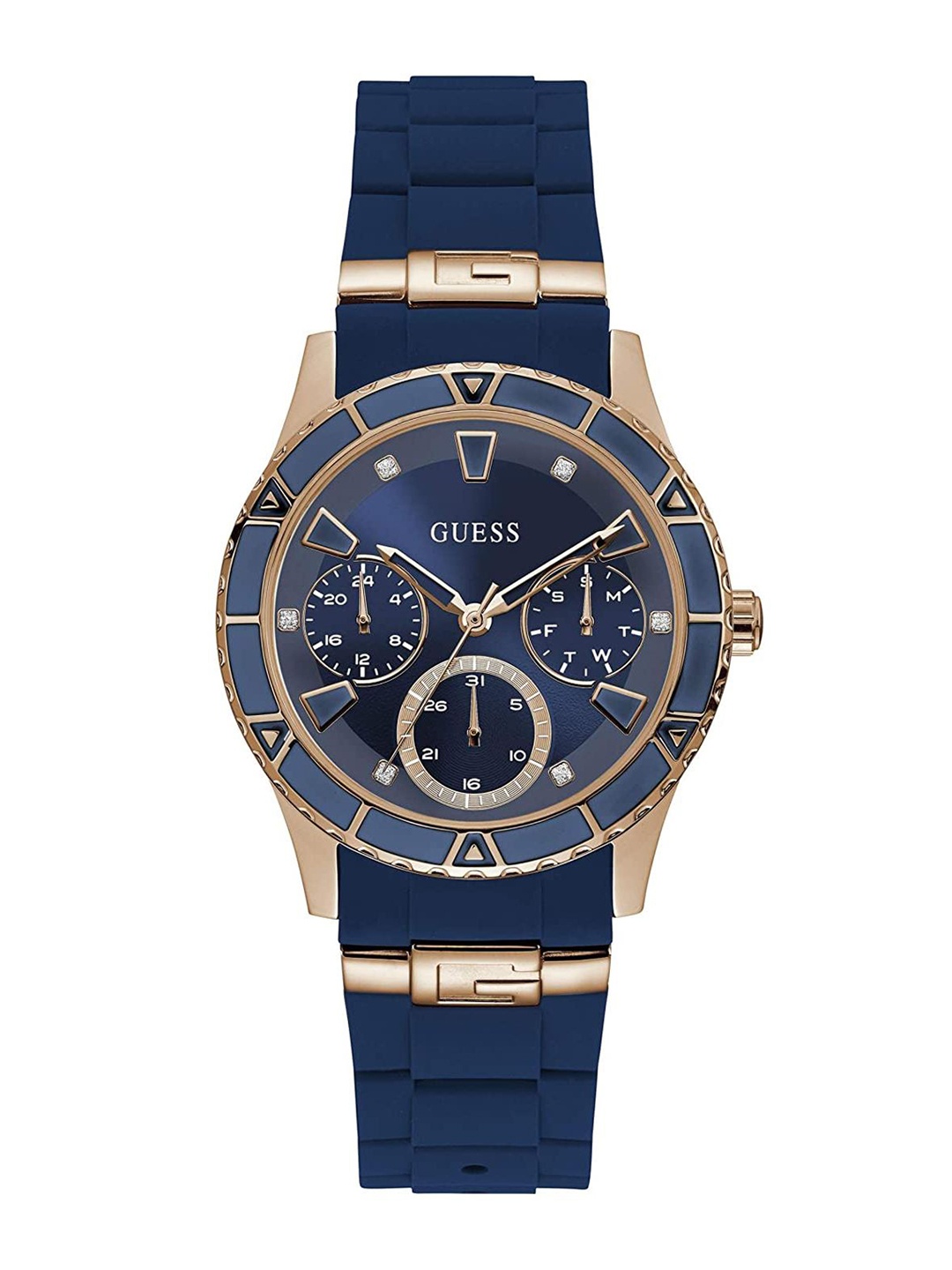 

GUESS Women Embellished Dial & Bracelet Style Straps Analogue Watch W1157L3, Blue