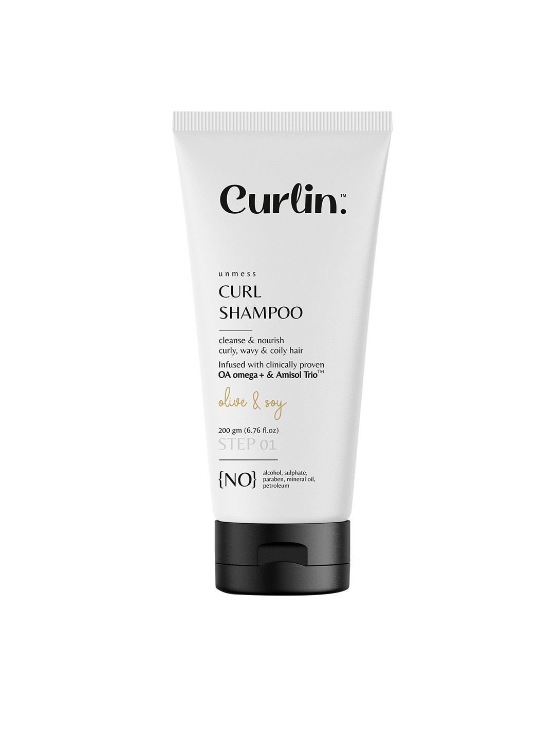 

Curlin Unmess Curl Shampoo with Olive & Soy -200 g, White
