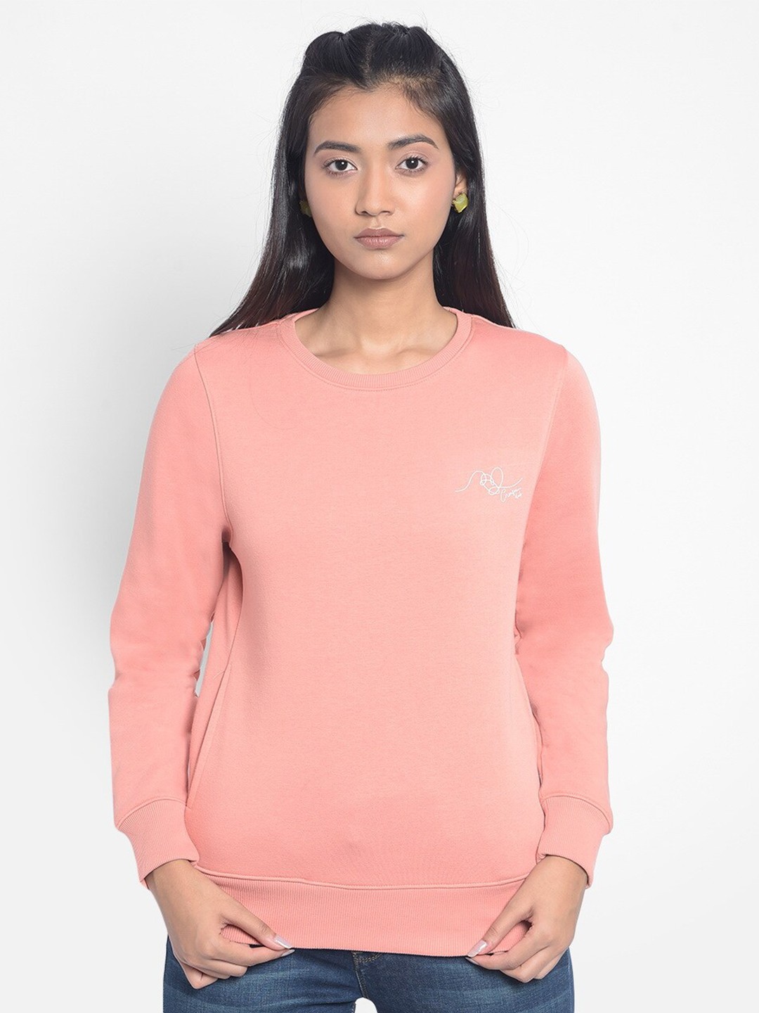 

Crimsoune Club Round Neck Pullover Sweatshirt, Peach