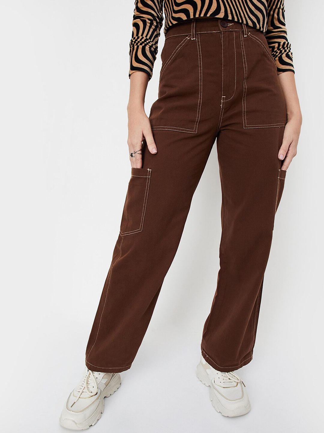 

max Women Mid-Rise Cotton Jeans, Brown