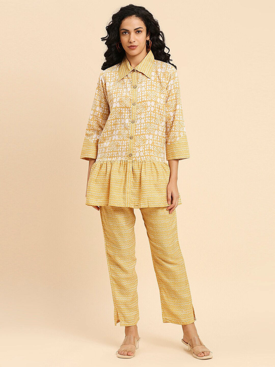 

GUFRINA Printed Top With Trousers, Yellow