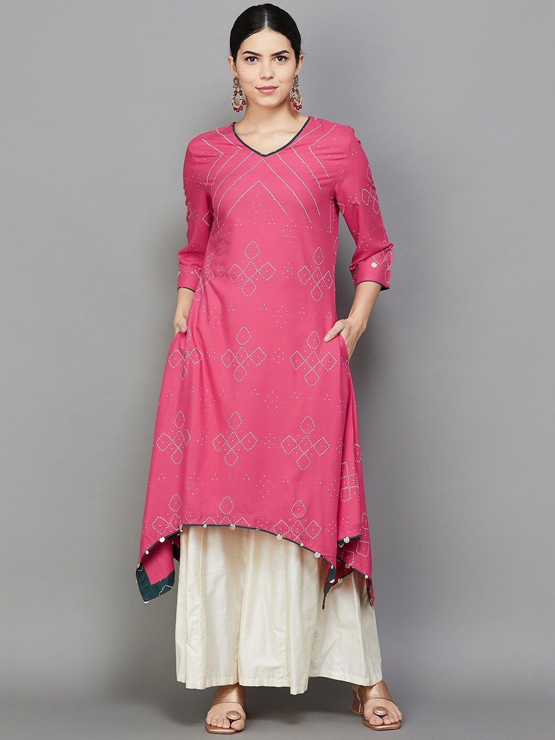 

Melange by Lifestyle Bandhani Printed Anarkali Kurta, Pink