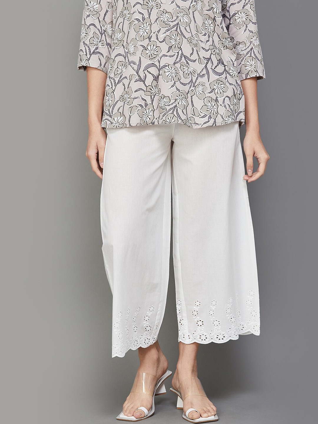 

Melange by Lifestyle Women Cotton Cropped Culottes Trousers, Off white