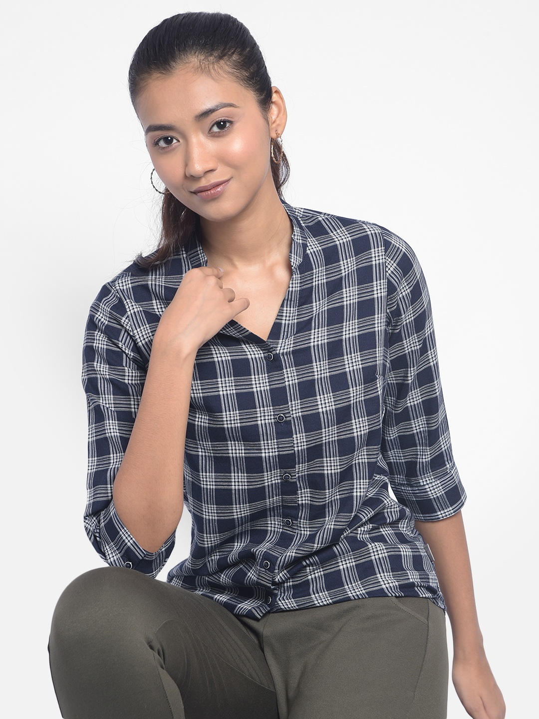 

Crimsoune Club Classic Tartan Checked Casual Shirt, Navy blue