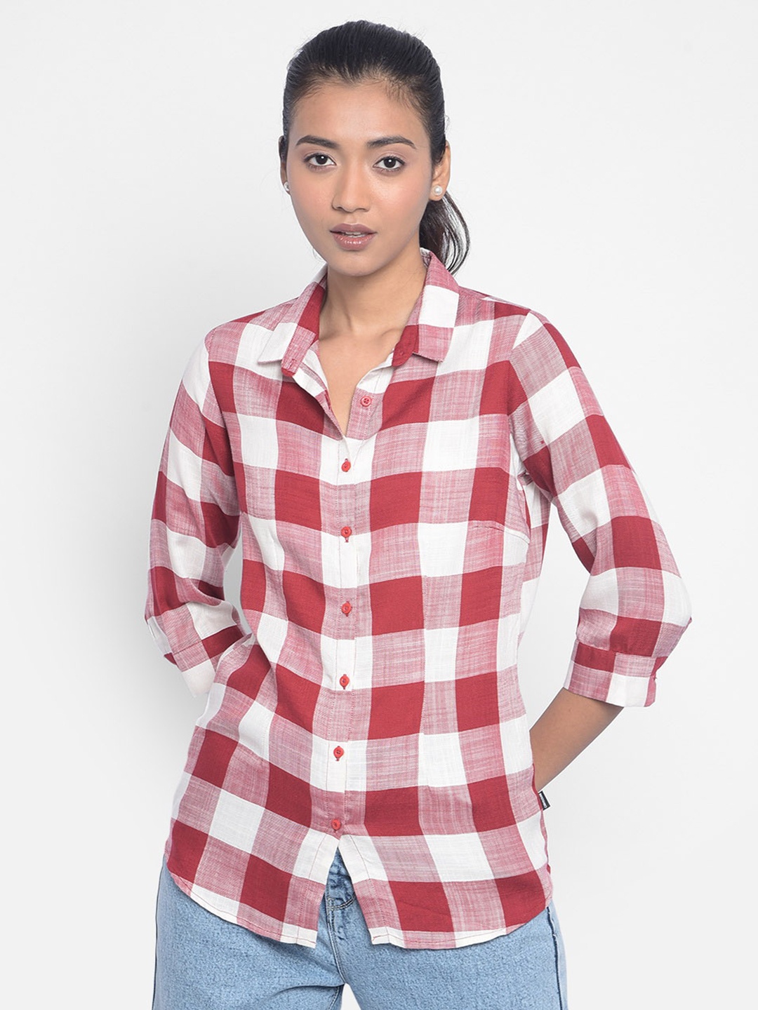 

Crimsoune Club Classic Gingham Checked Casual Shirt, Red