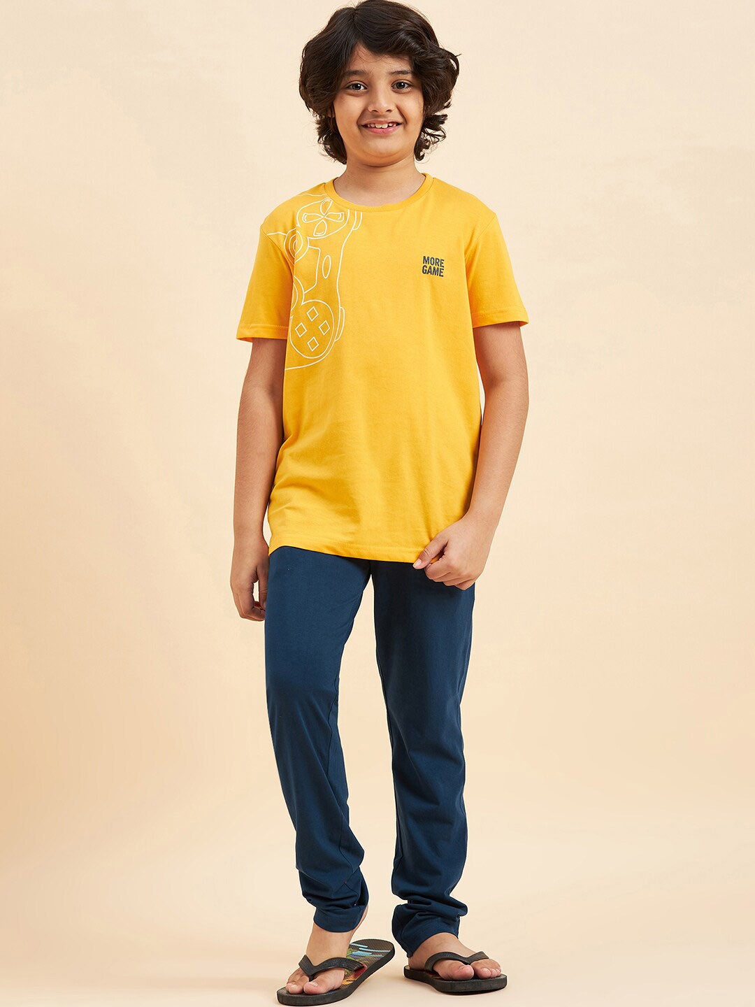 

Sweet Dreams Boys Graphic Printed Night suit, Yellow