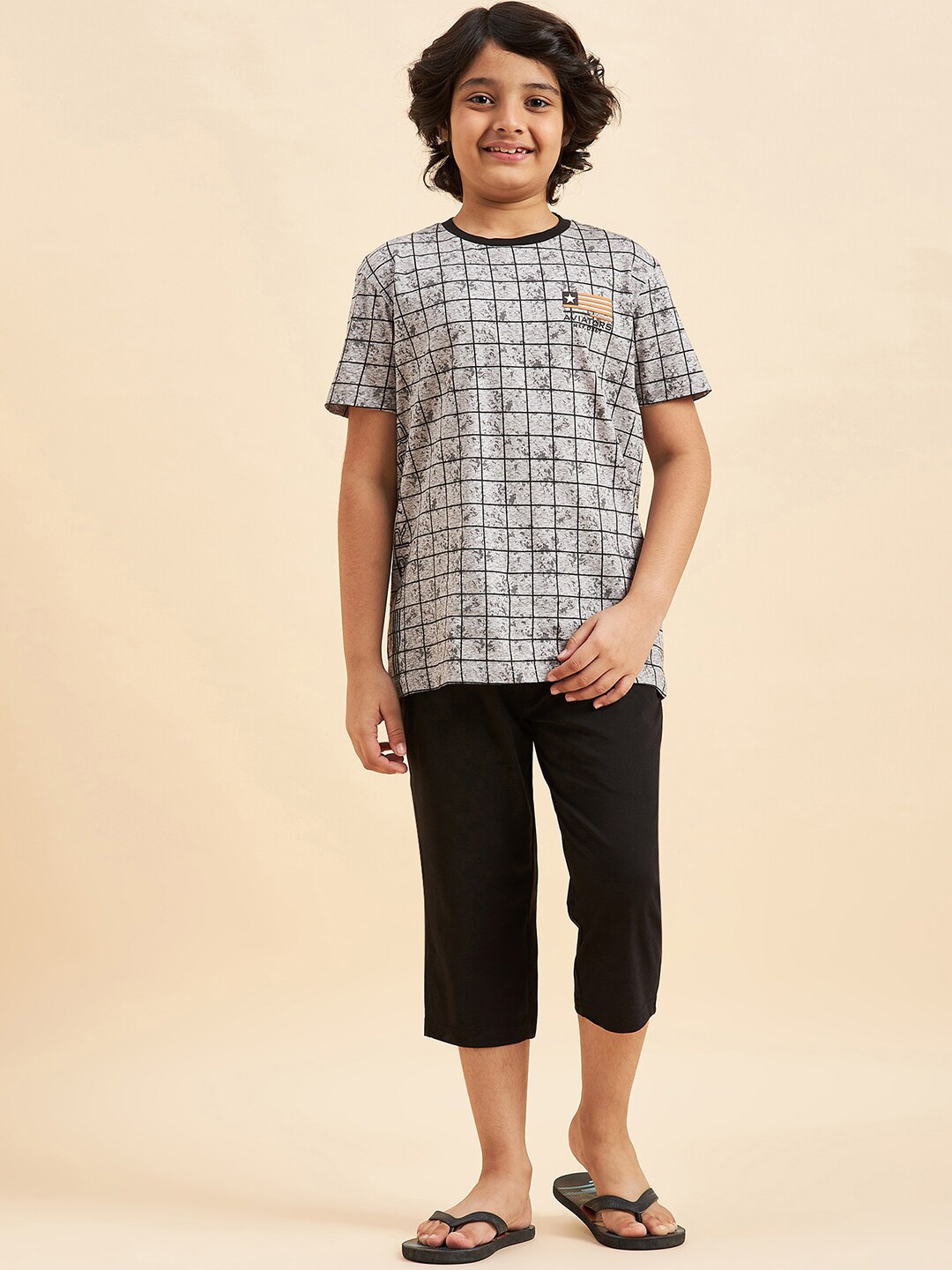 

Sweet Dreams Boys Blue & White Checked Pure Cotton Night Suit