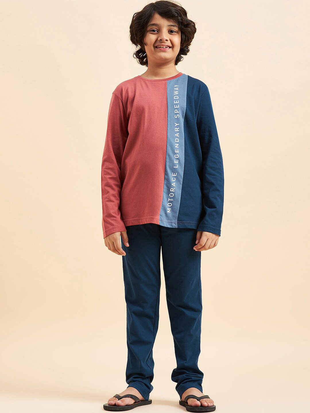 

Sweet Dreams Boys Colourblocked Long Sleeve T-shirt With Pyjamas, Pink