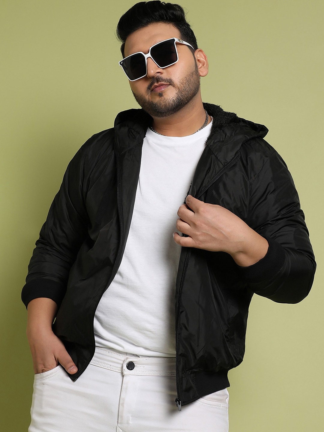 

Instafab Plus Hooded Puffer Jacket, Black