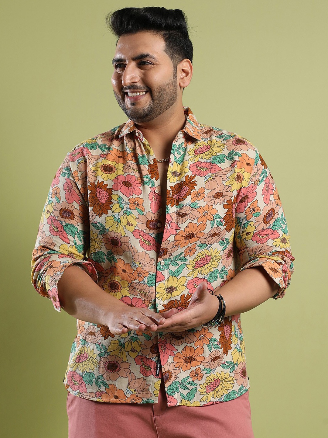 

Instafab Plus Plus Size Opaque Printed Casual Shirt, Yellow