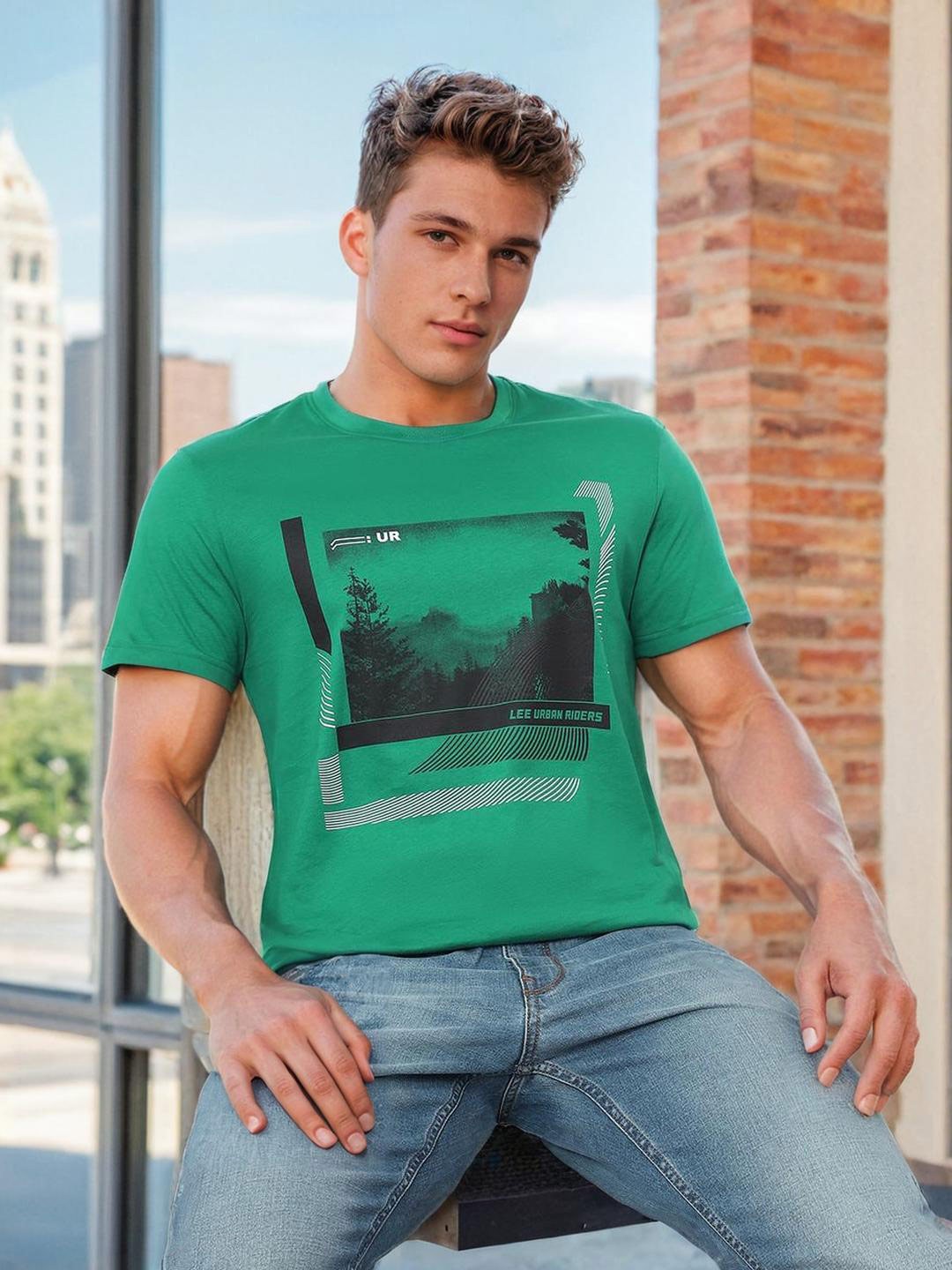 

Lee Graphic Printed Cotton Slim Fit T-shirt, Green