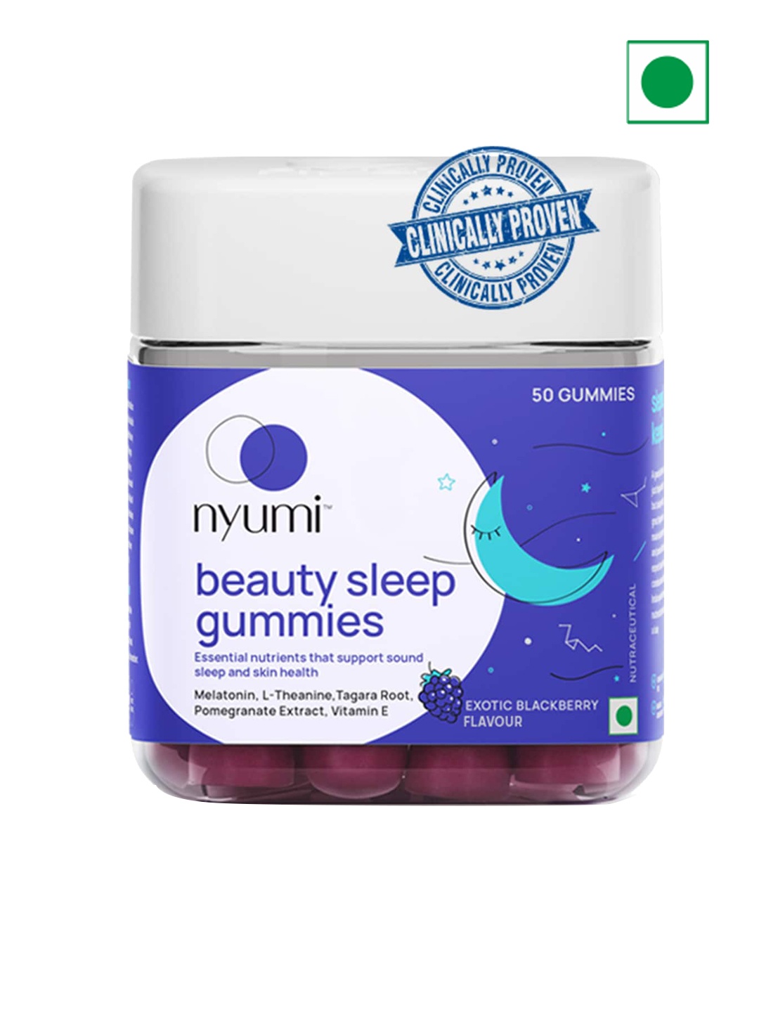 

NYUMI Beauty Sleep Gummies for Sound & Restful Sleep - 50 Gummies, Blue