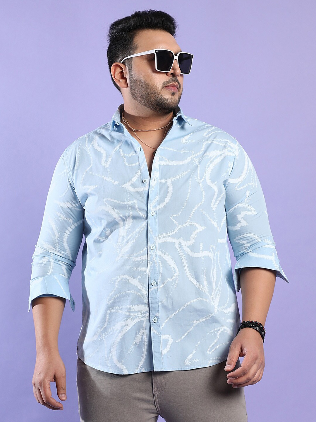 

Instafab Plus Size Classic Regular Fit Abstract Printed Casual Shirt, Blue