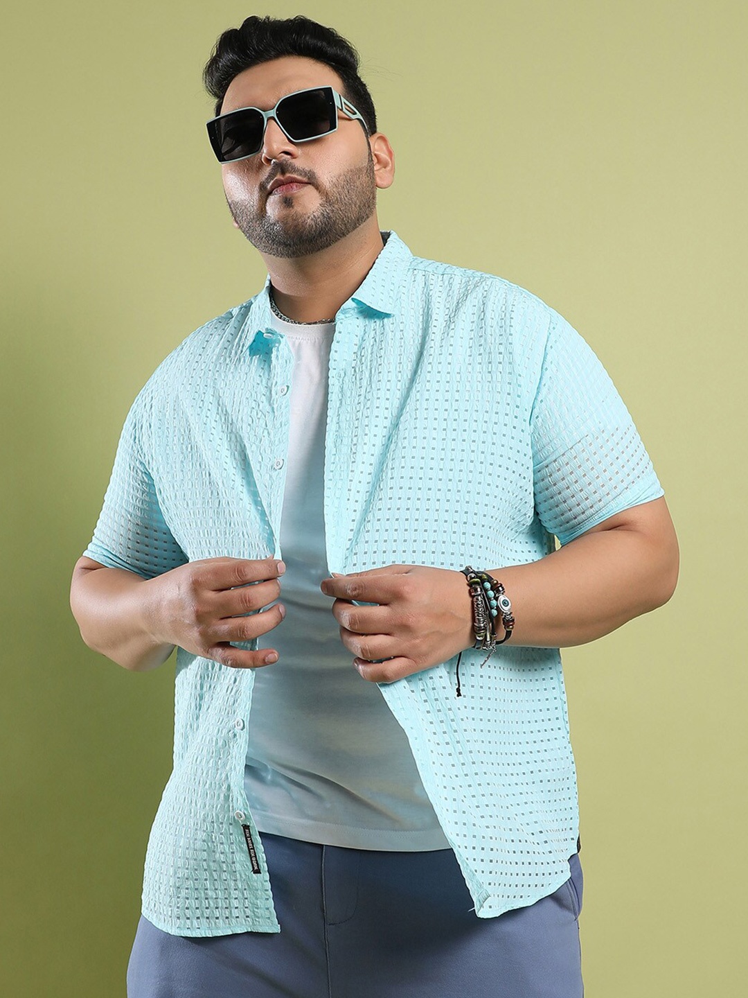 

Instafab Plus Plus Size Opaque Casual Shirt, Blue