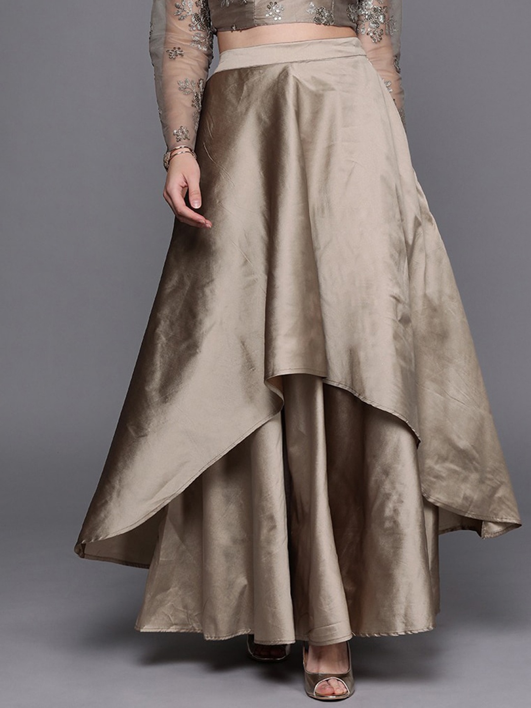 

Ethnovog Layered Flared Maxi Skirt, Gold