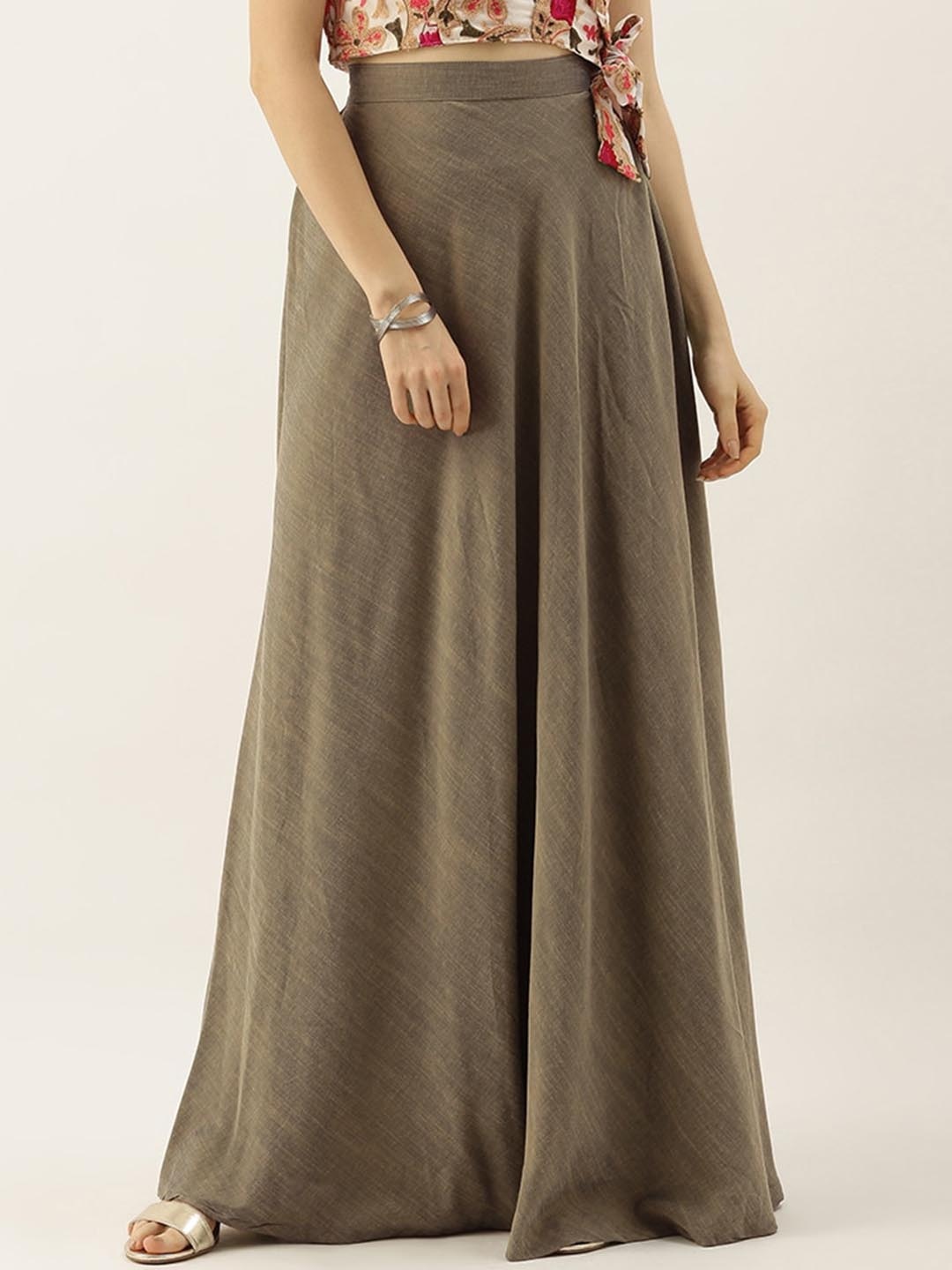 

Ethnovog Gathered Flared Maxi Skirt, Olive