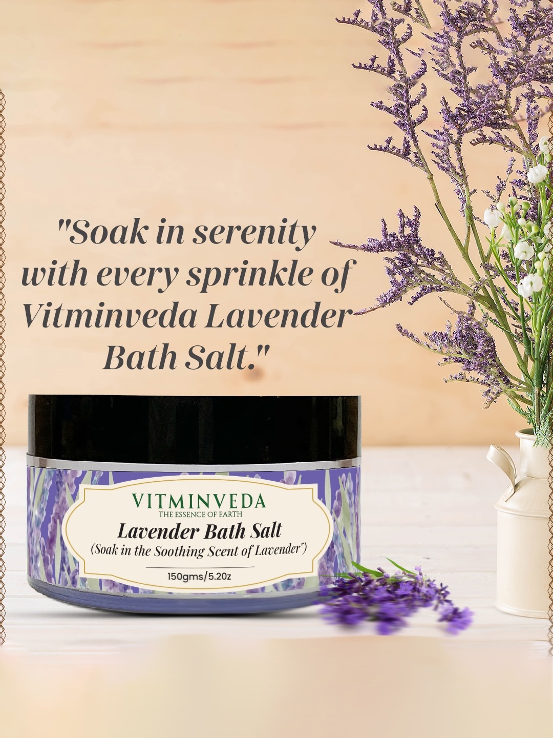

VITMINVEDA Natural Lavender Bath Salt with Magnesium & Potassium - 150 g, Purple