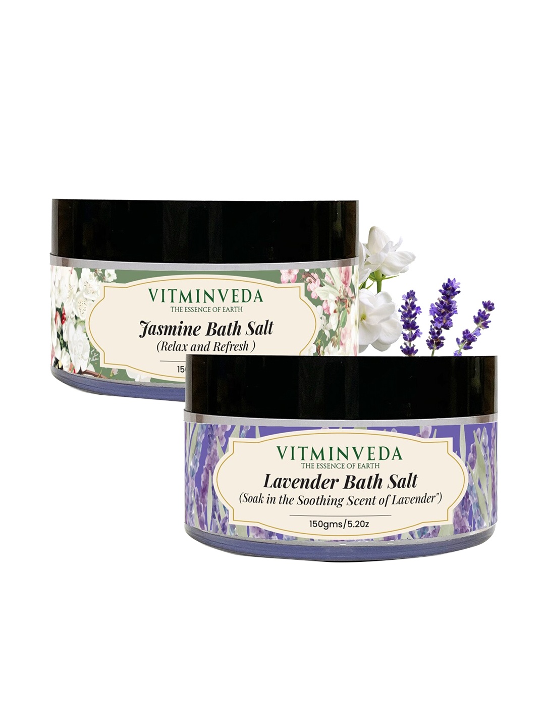 

VITMINVEDA Set of Natural Lavender & Jasmine Bath Salt - 150 g each, Purple