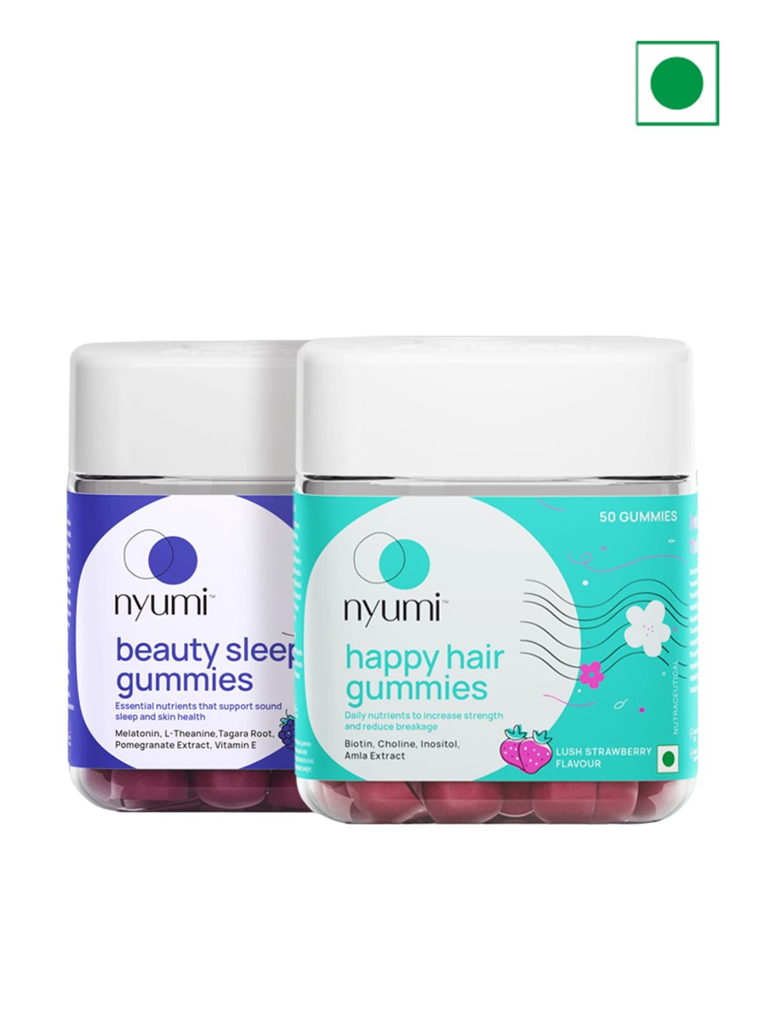 

NYUMI Biotin Hair & Melatonin Sleep Gummies for Strong Hair &Restful Sleep-50 Gummies Each, Blue
