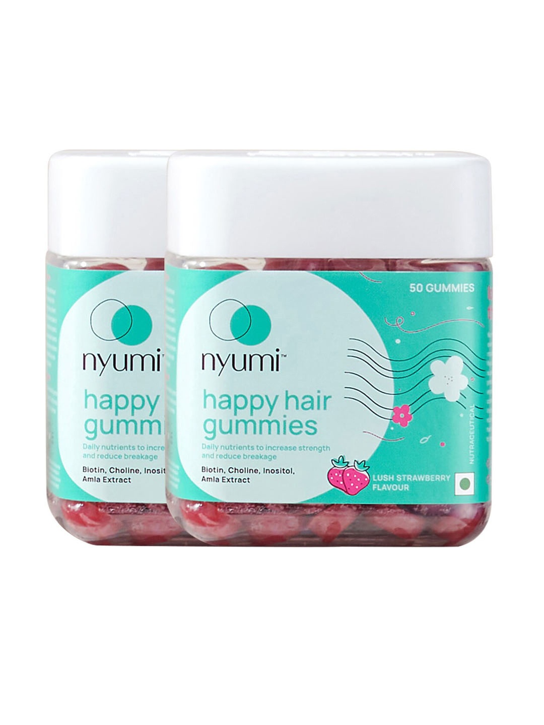 

NYUMI Biotin Hair Gummies for Stronger & Shinier Hair - 50 Gummies Each, Red