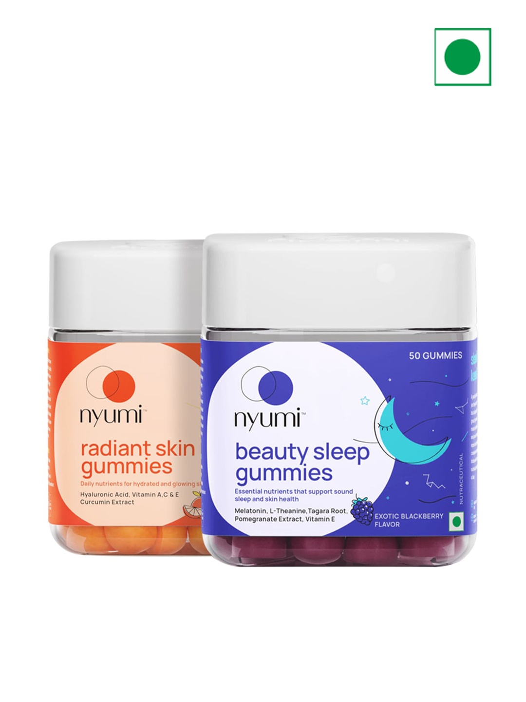 

NYUMI Collagen Skin & Melatonin Sleep Gummies for Glowing Skin & Restful Sleep-100 Gummies, Blue