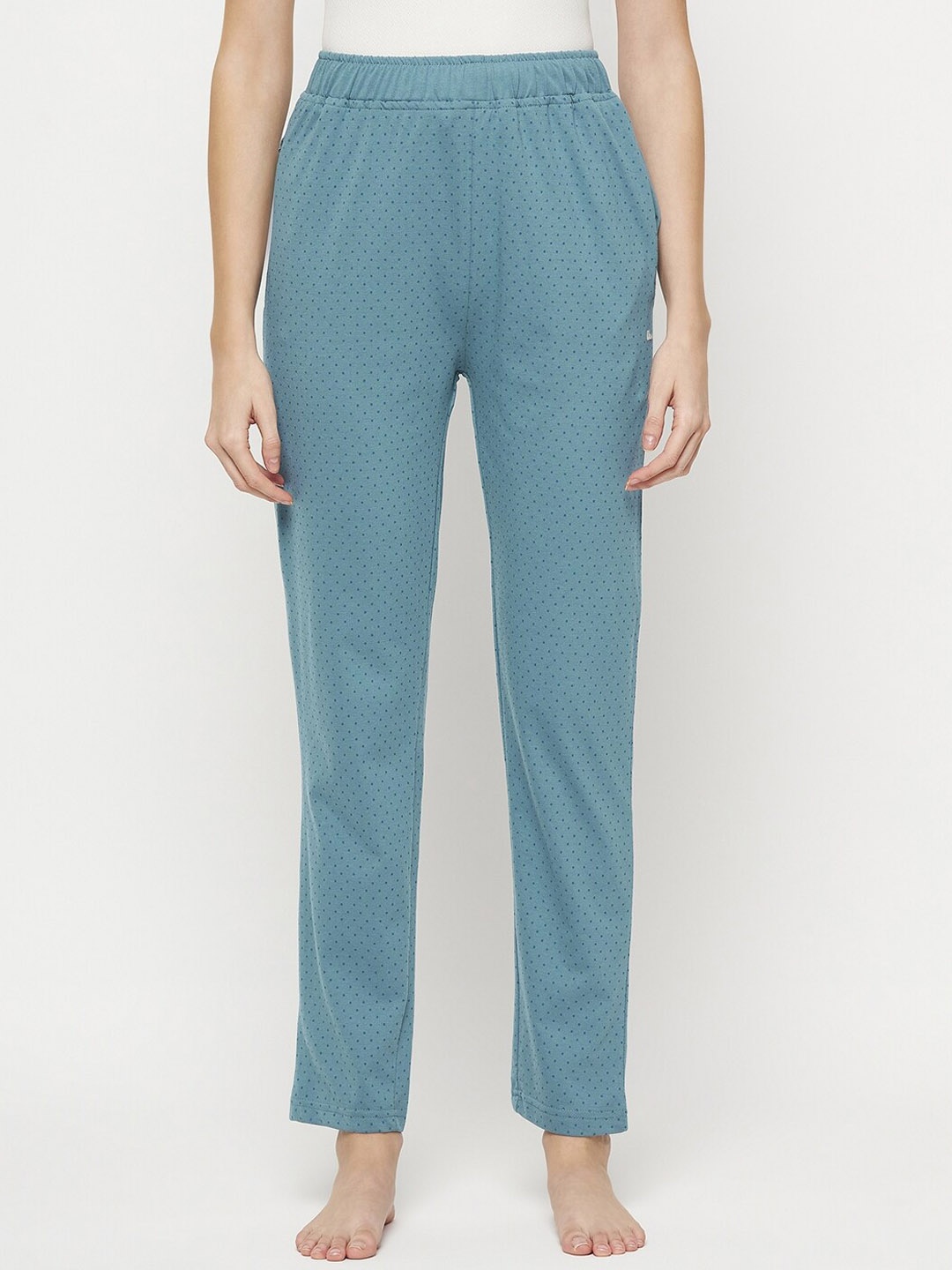 

Okane Women Mid-Rise Printed Straight Lounge Pants, Blue