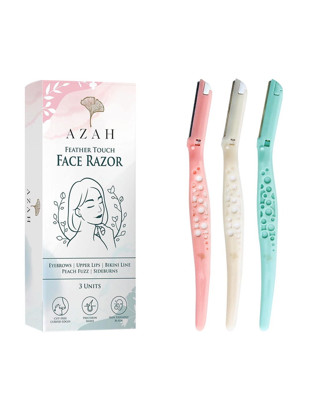 

AZAH Feather Touch Face & Eyebrow Razor - 3 Units, Pink