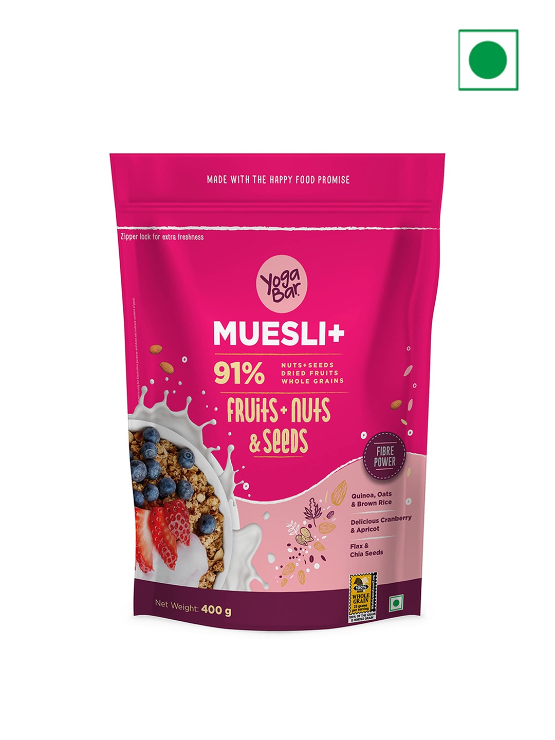 

Yogabar Fruit and Nut Muesli-400 gms, Pink