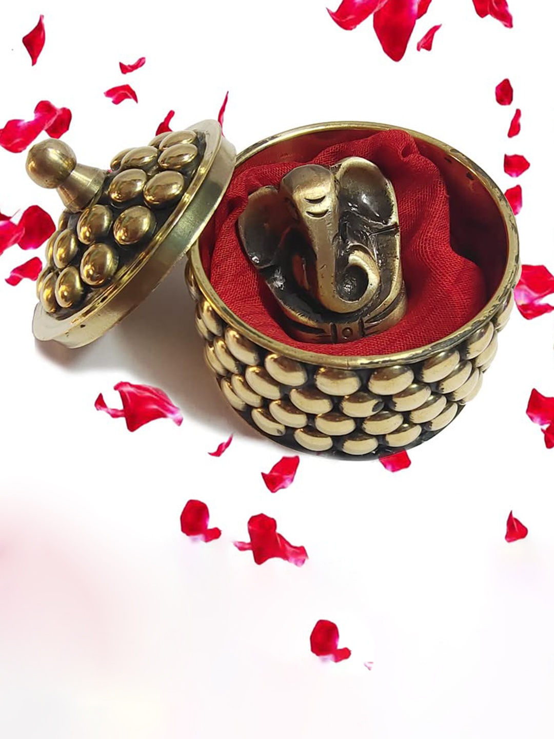 

Divyakosh Black & Gold Toned Pocket Size Antique Oxidised Lord Ganesha Idol With Box