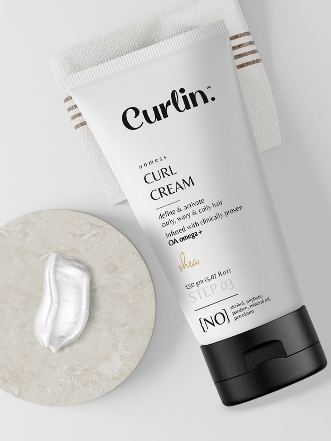 

Curlin Unmess Leave-In Cream For Defined Curls With Natural OA Omega+ - 150g, White