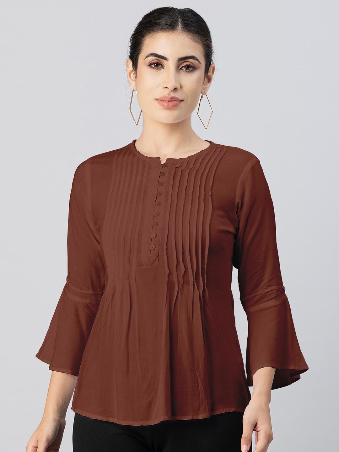 

Moomaya Bell Sleeve Top, Rust