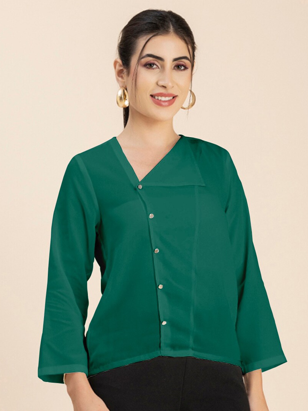 

Moomaya V-Neck Regular Top, Green