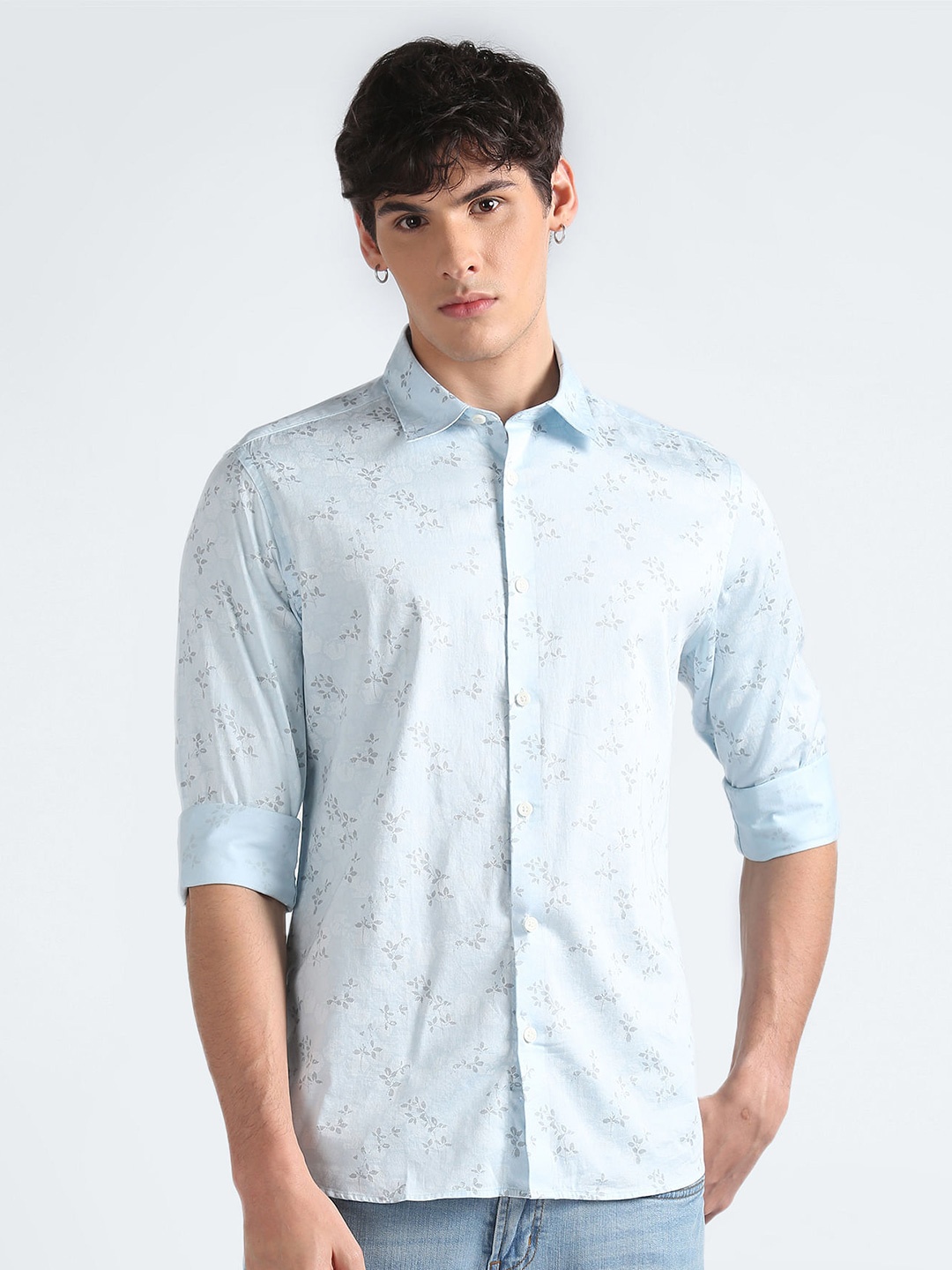 

Flying Machine Floral Printed Pure Cotton Casual Shirt, Blue