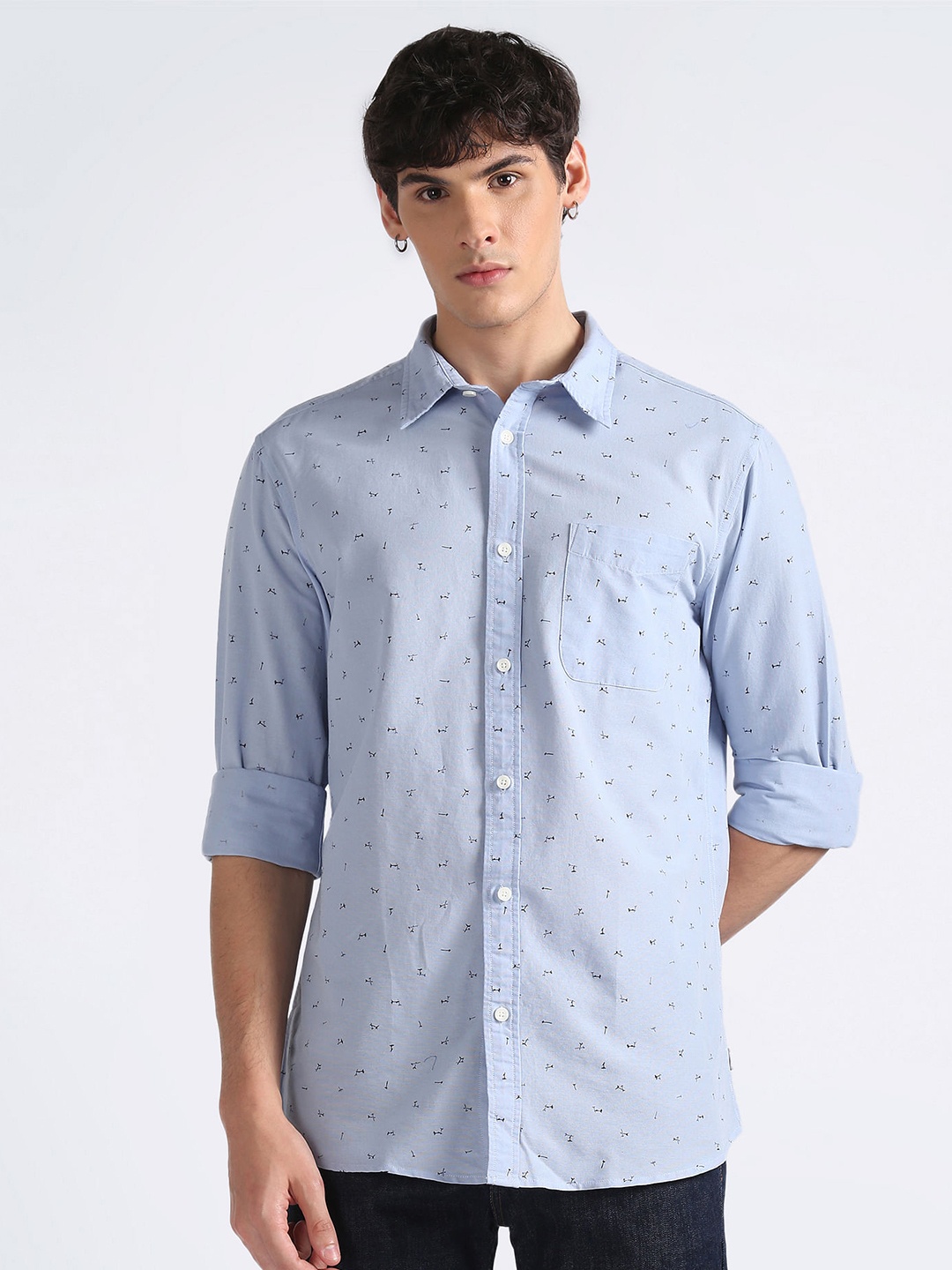 

Flying Machine Floral Printed Cotton Opaque Casual Shirt, Blue