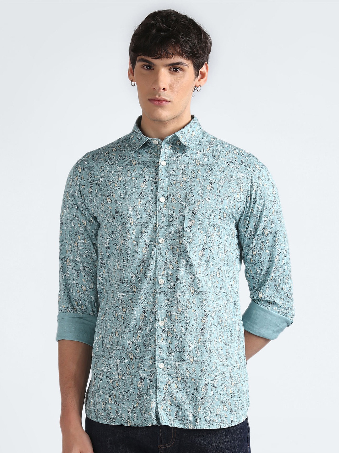 

Flying Machine Ethnic Motifs Printed Cotton Opaque Casual Shirt, Blue