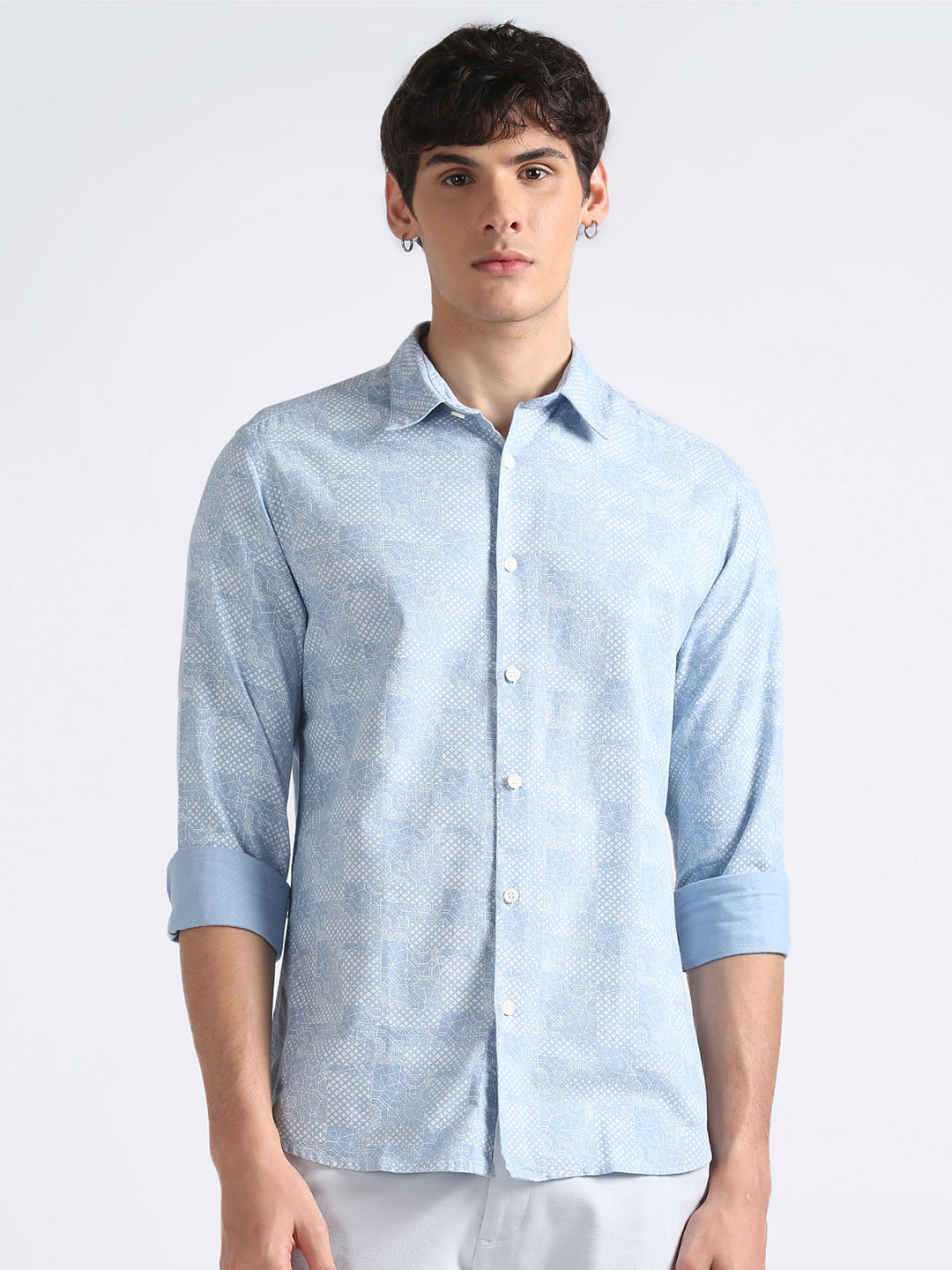 

Flying Machine Abstract Printed Pure Cotton Casual Shirt, Blue